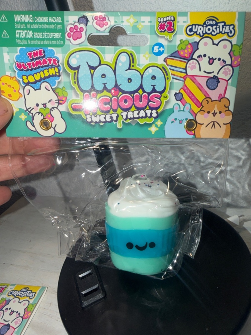 Taba-cious Sweet Treats Squishy Cup Charm - Blue & White